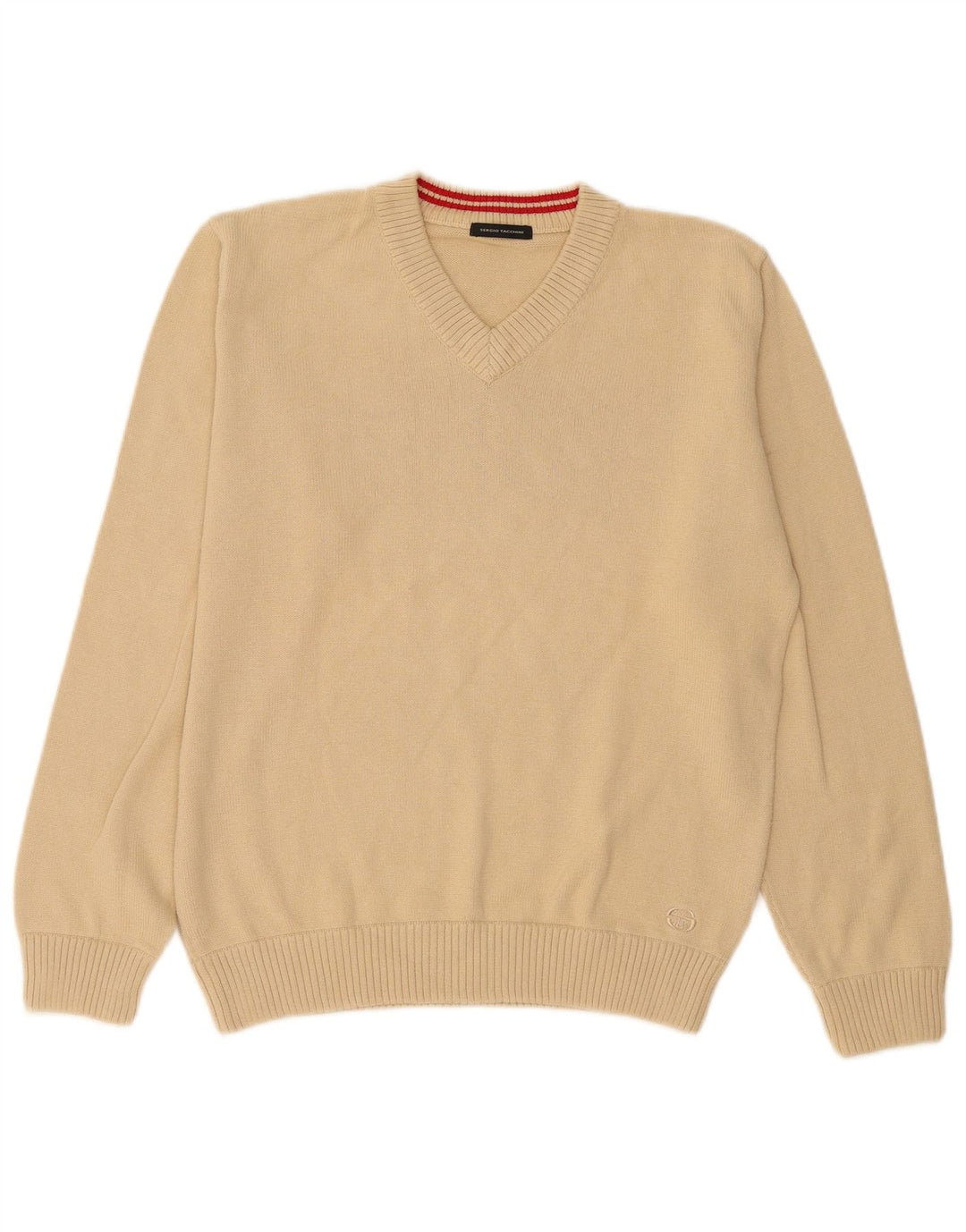 Sergio Tacchini Pull Col V Homme Petit Coton Beige