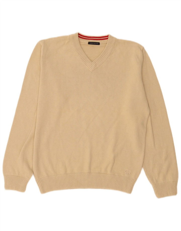 Sergio Tacchini Pull Col V Homme Petit Coton Beige