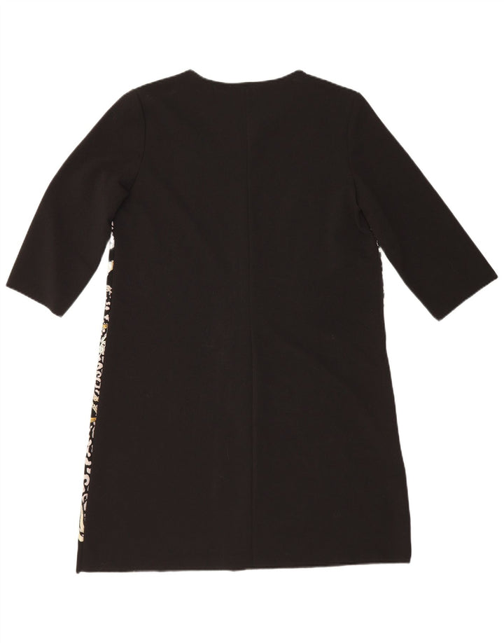 Zara Robe droite à manches 3/4 pour femme UK 16 Large Noir Polyester