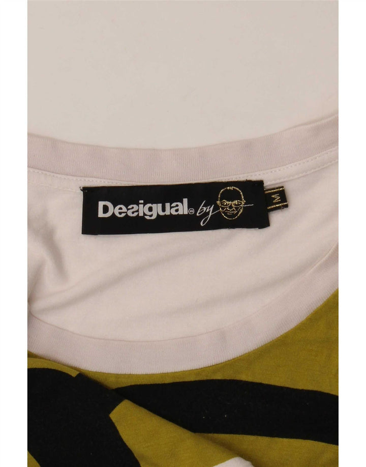 Desigual Débardeur Asymétrique Femme UK 12 Moyen Blanc Géométrique