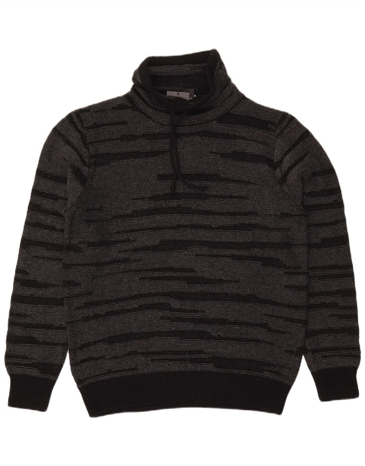 Dkny Pull col roulé homme en coton rayé noir moyen