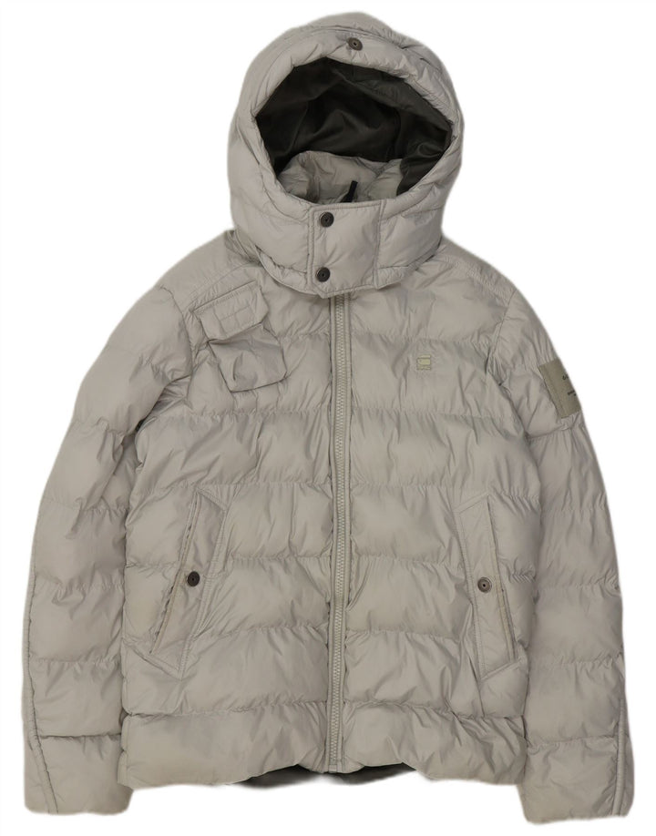 G-STAR Veste matelassée à capuche pour homme UK 38 Gris moyen Polyester