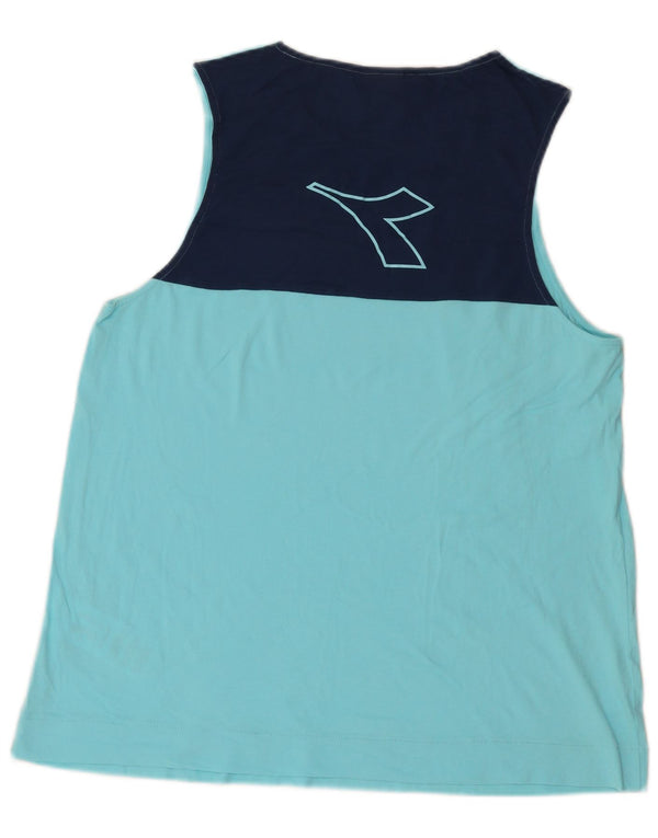 Diadora Débardeur Graphique Femme UK 18 XL Bleu Colorblock Coton