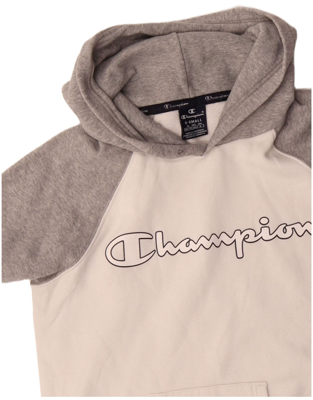 CHAMPION Pull à capuche graphique pour hommes XS en coton color block gris