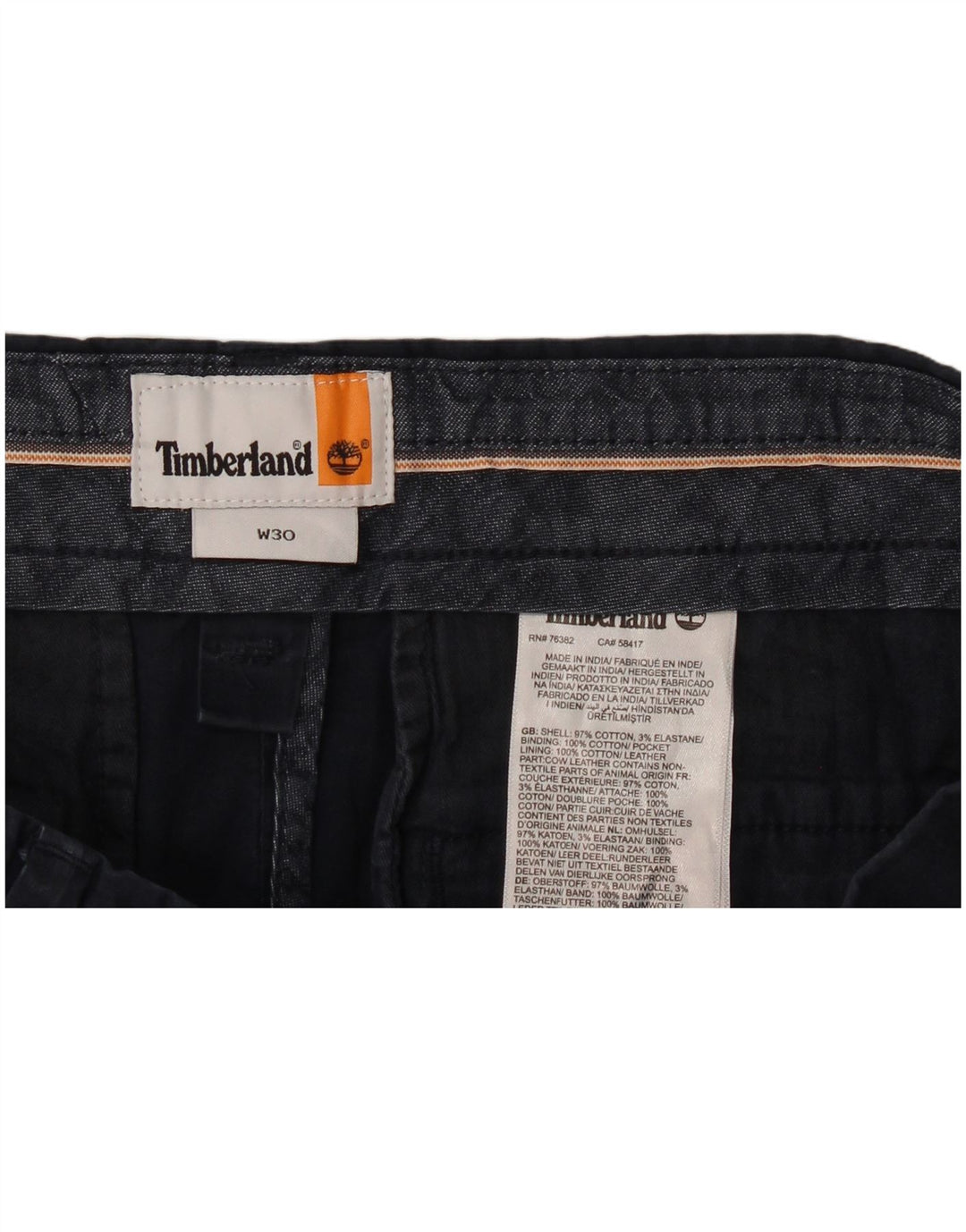 Timberland Short Chino Homme W30 Bleu Marine Moyen Coton