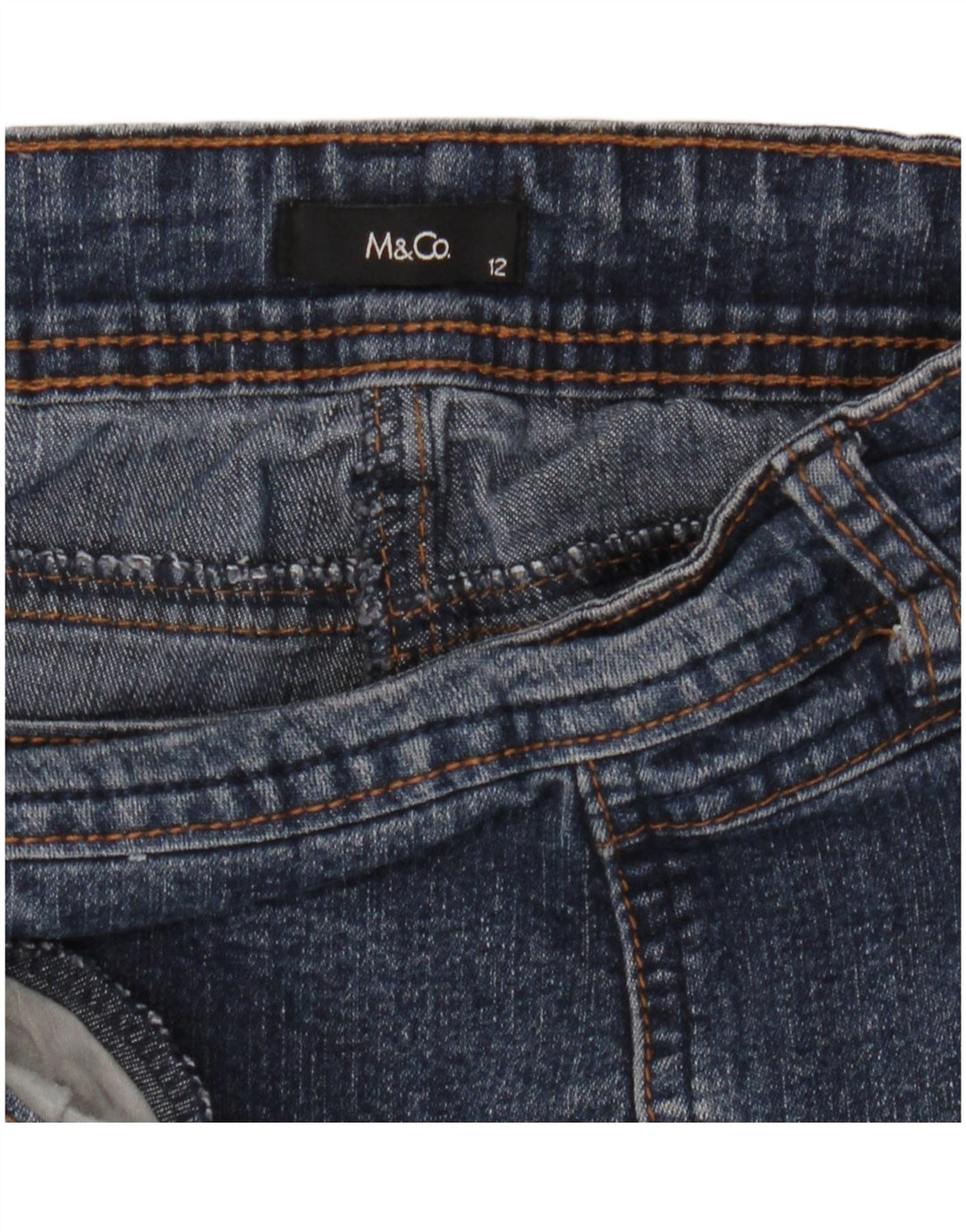 M&Co Bermuda en jean pour femme UK 12 Medium W32 Bleu Coton