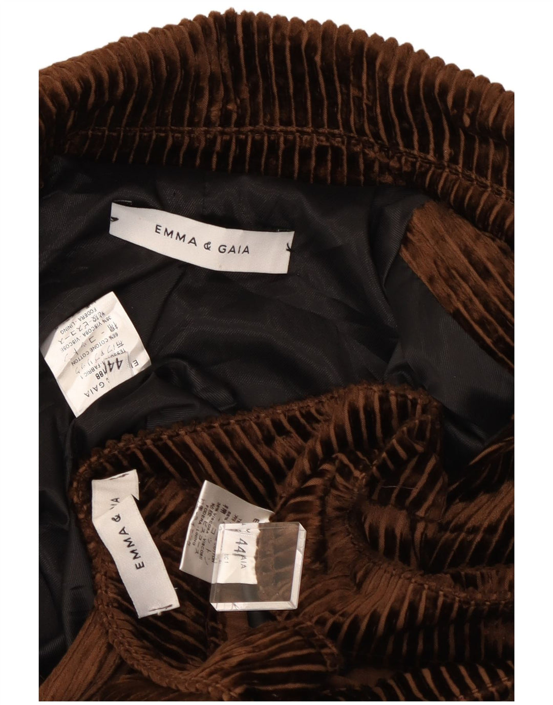 EMMA & GAIA Costume 2 pièces en velours côtelé pour femme IT 44 Medium W28 L28 Marron