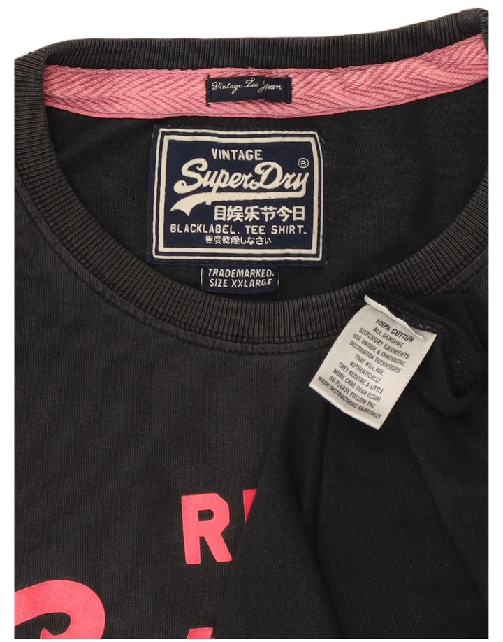 Superdry T-Shirt Graphique Femme 2XL Gris Coton