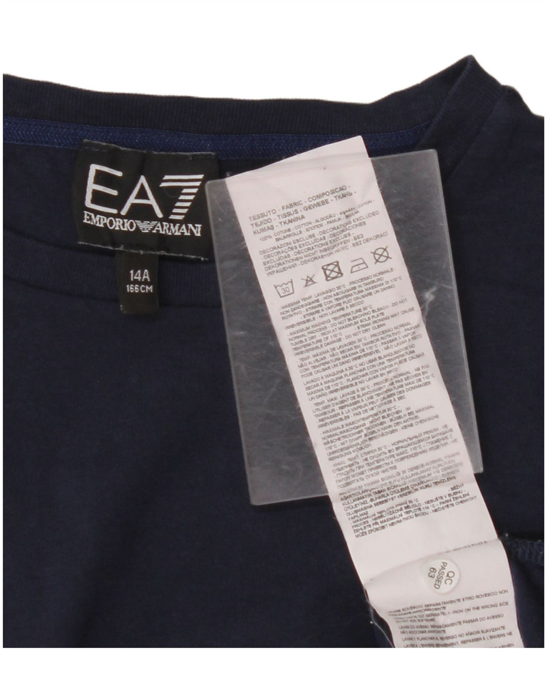 EMPORIO ARMANI Haut T-Shirt Graphique Garçon 13-14 ans Bleu Marine Coton