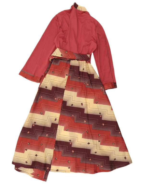 Vintage Womens Long Sleeve Wrap Dress UK 14 Medium Multicoloured Retro