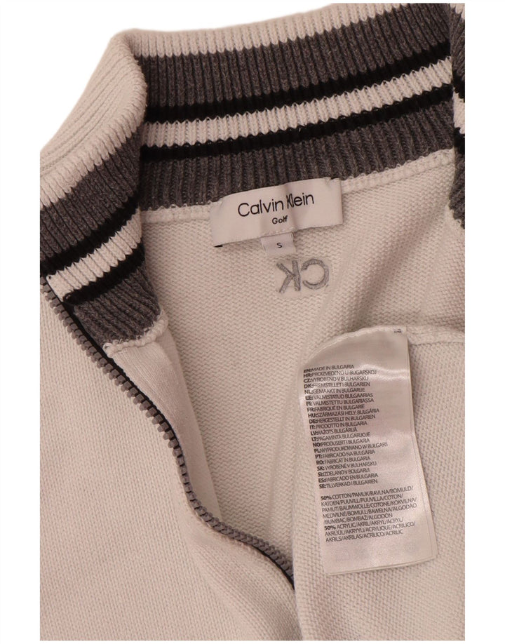 Calvin Klein Pull à col zippé pour homme Petit coton blanc