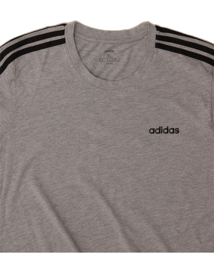 ADIDAS Mens T-Shirt Top XL Grey Flecked Vintage Adidas and Second-Hand Adidas from Messina Hembry 