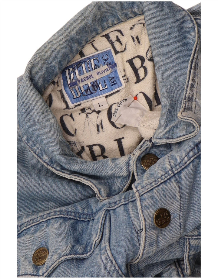 Veste en denim graphique vintage pour garçons 11-12 ans Grand coton bleu