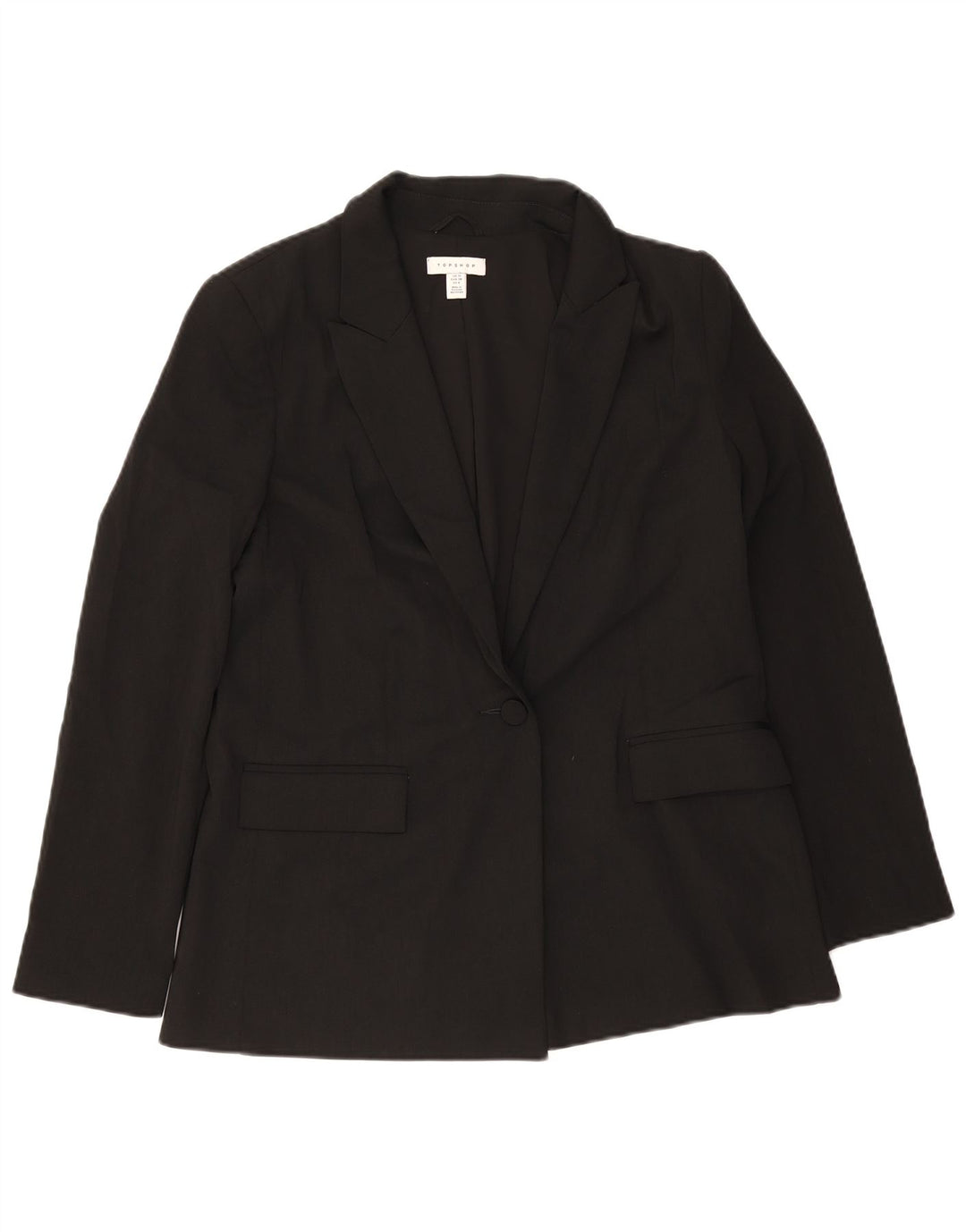 Topshop Veste Blazer 1 Bouton Femme UK 10 Petit Noir Polyester