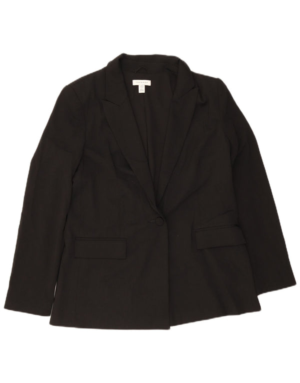 Topshop Veste Blazer 1 Bouton Femme UK 10 Petit Noir Polyester
