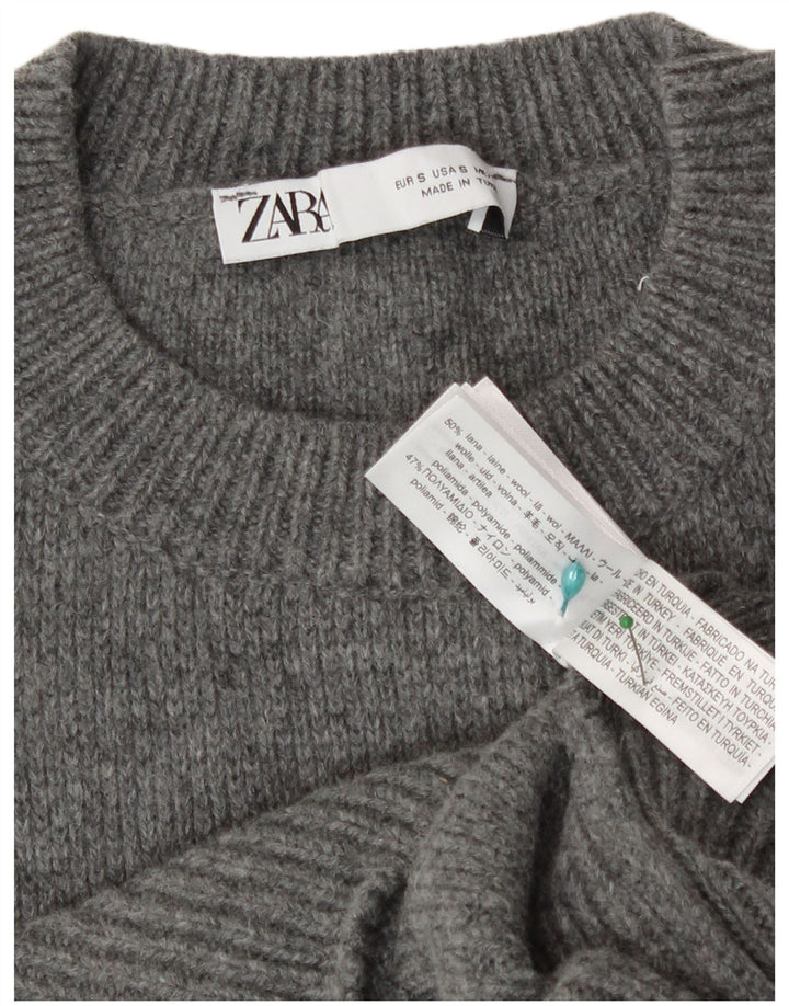 Zara Womens Crop Vest Débardeur UK 10 Petite Laine Grise