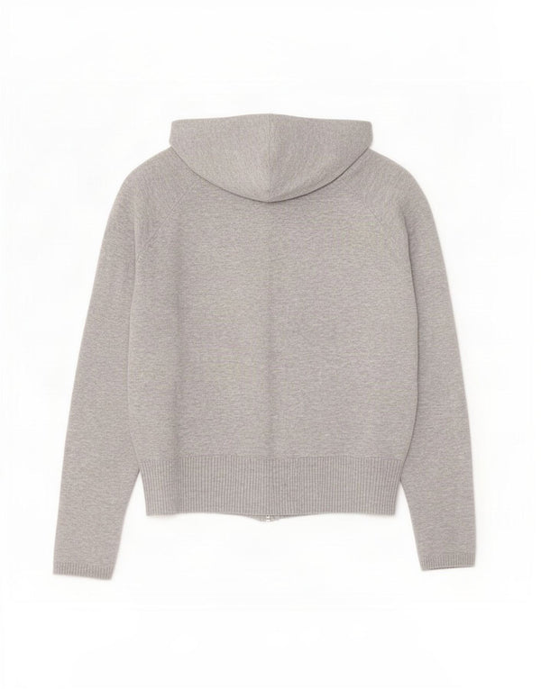 Zara Pull à capuche zippé pour femme UK 16 Grand coton gris