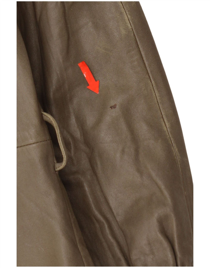 Veste en cuir femme vintage IT 44 Cuir kaki moyen