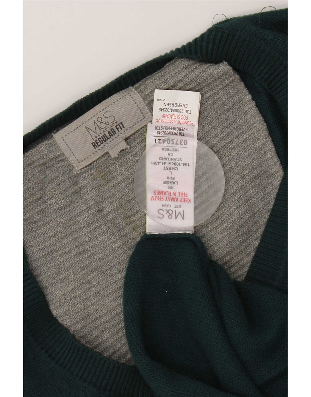 Marks & Spencer Pull coupe classique à col en V pour homme, grand coton vert