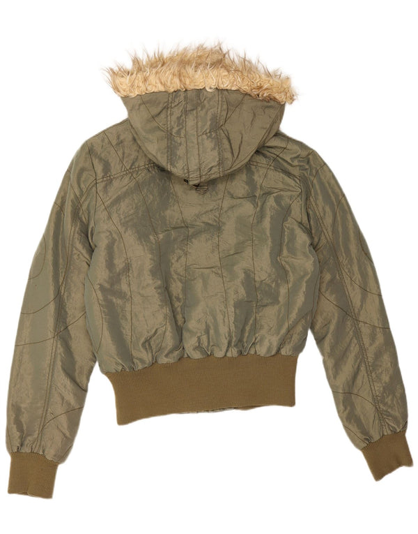 Calliope Veste matelassée à capuche pour femme UK 16 Large Kaki Nylon