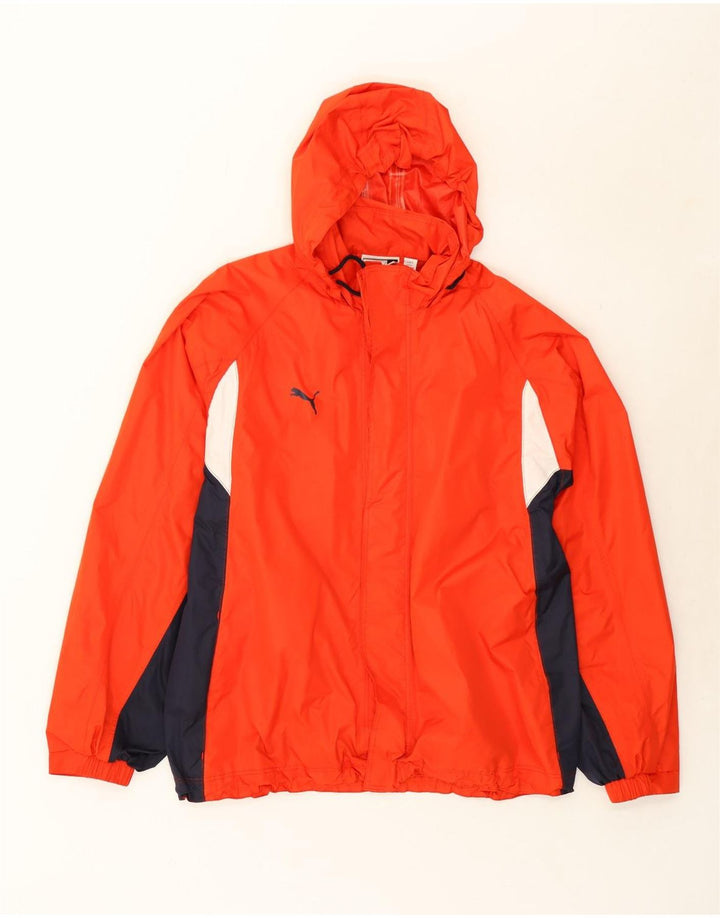 PUMA Mens Hooded Rain Jacket UK 40 Large Red Colourblock Polyester Vintage Puma and Second-Hand Puma from Messina Hembry 