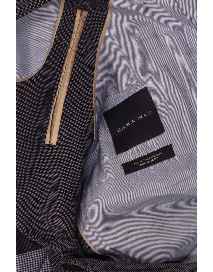 Zara Veste Blazer 2 Boutons Homme EU 54 XL Bleu Marine Polyester