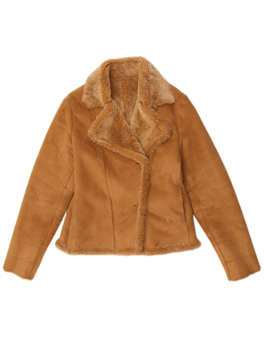 Veste Sherpa Femme Vintage UK 12 Acrylique Beige Moyen