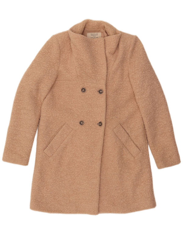 ZARA Womens Trafaluc Double Breasted Coat UK 14 Beige Moyen