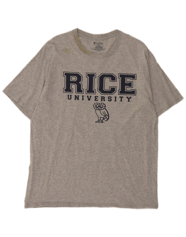 Champion Mens Rice University Graphic T-Shirt Top XL Grey Cotton