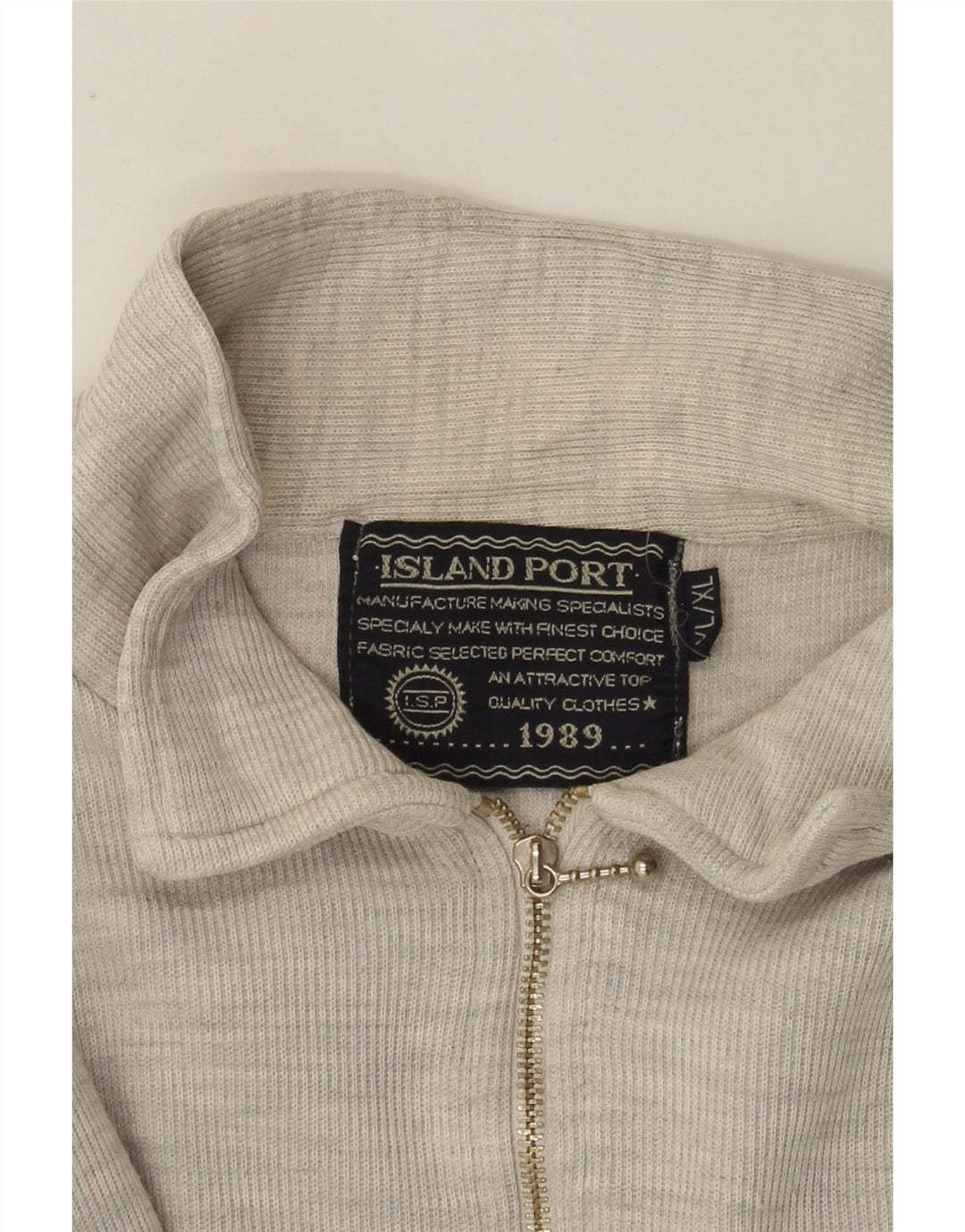 Island Port Polo à manches longues et col zippé pour homme XL gris moucheté
