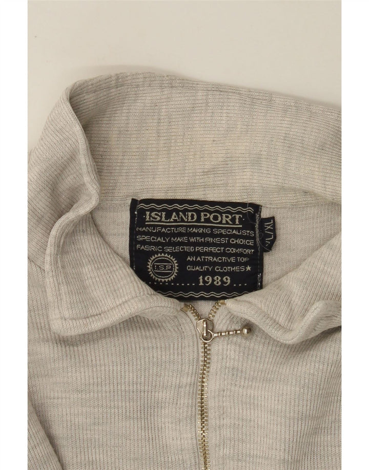 Island Port Polo à manches longues et col zippé pour homme XL gris moucheté