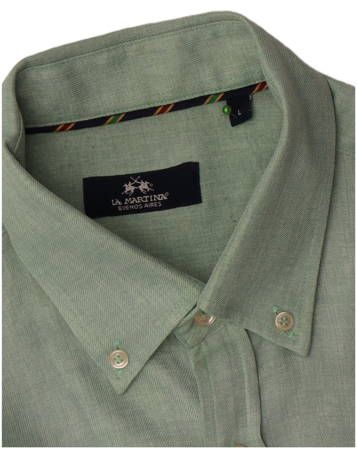 La Martina Chemise Homme Large Vert Coton