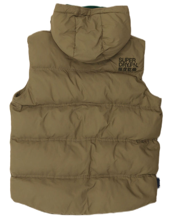 Superdry Gilet rembourré à capuche pour homme UK 40 Large Kaki Nylon