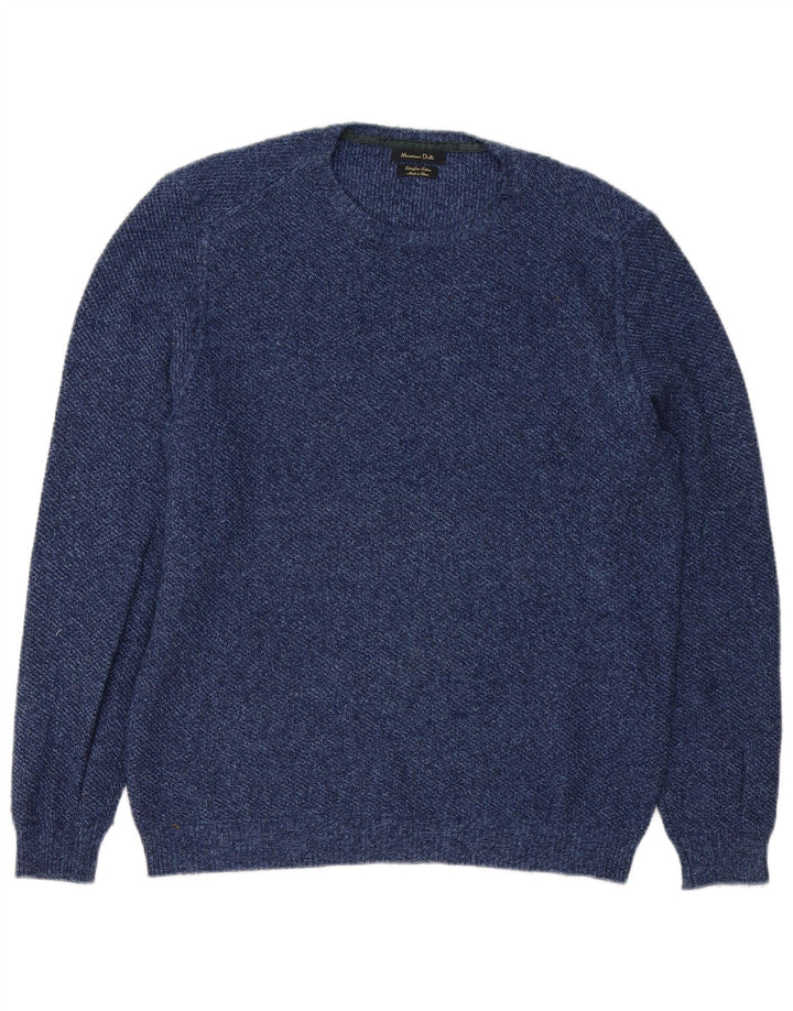 Massimo Dutti Pull col rond homme en coton bleu marine moyen