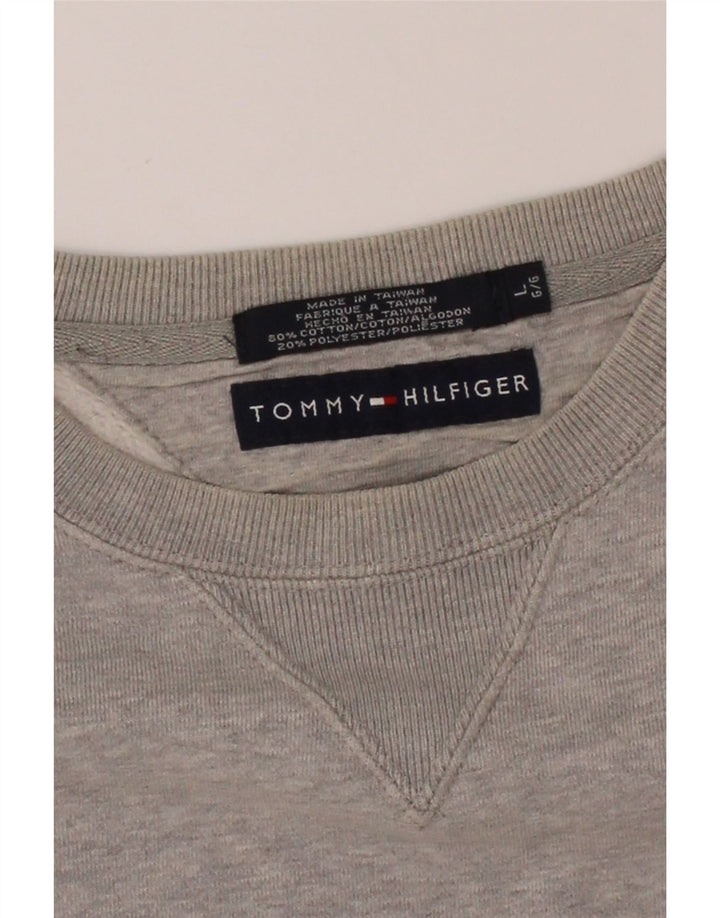 TOMMY HILFIGER Womens Oversized Sweatshirt Jumper UK 16 Large Grey Cotton Vintage Tommy Hilfiger and Second-Hand Tommy Hilfiger from Messina Hembry 