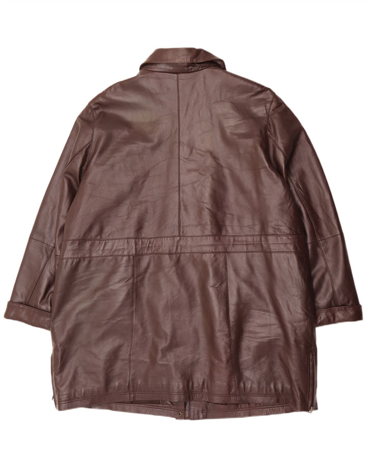 manteau en cuir femme vintage UK 20 2XL Cuir marron