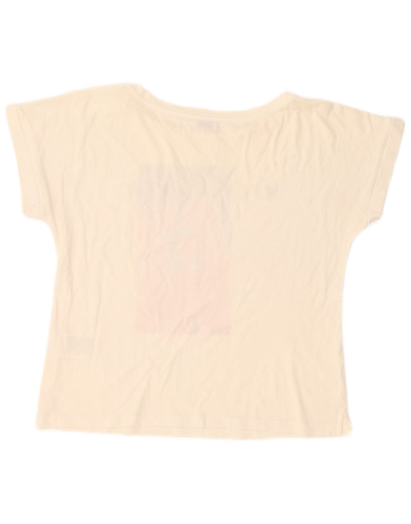 Liu Jo T-shirt court graphique pour femme UK 14 Medium Off White