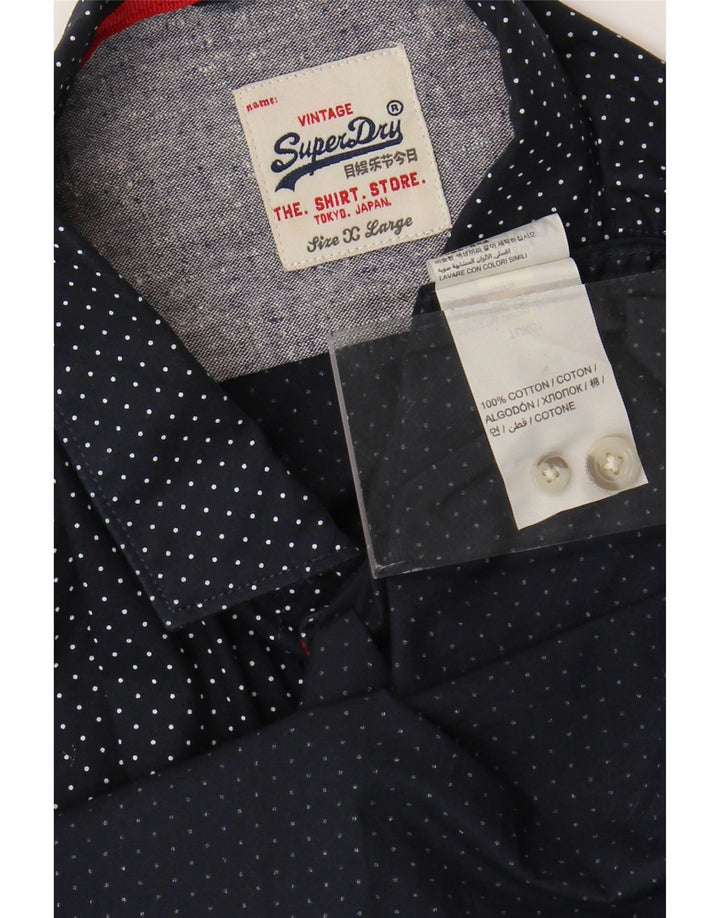 Superdry Chemise Homme XL Bleu Marine À Pois Coton