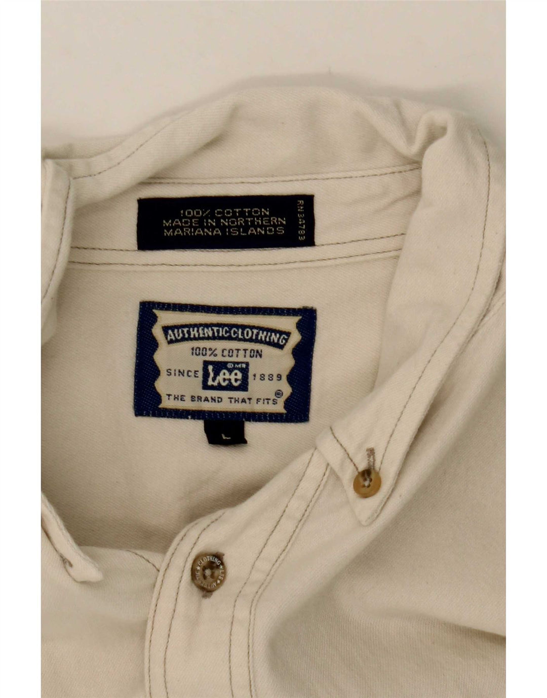 Lee Chemise en Jean Homme Large Blanc Cassé Coton
