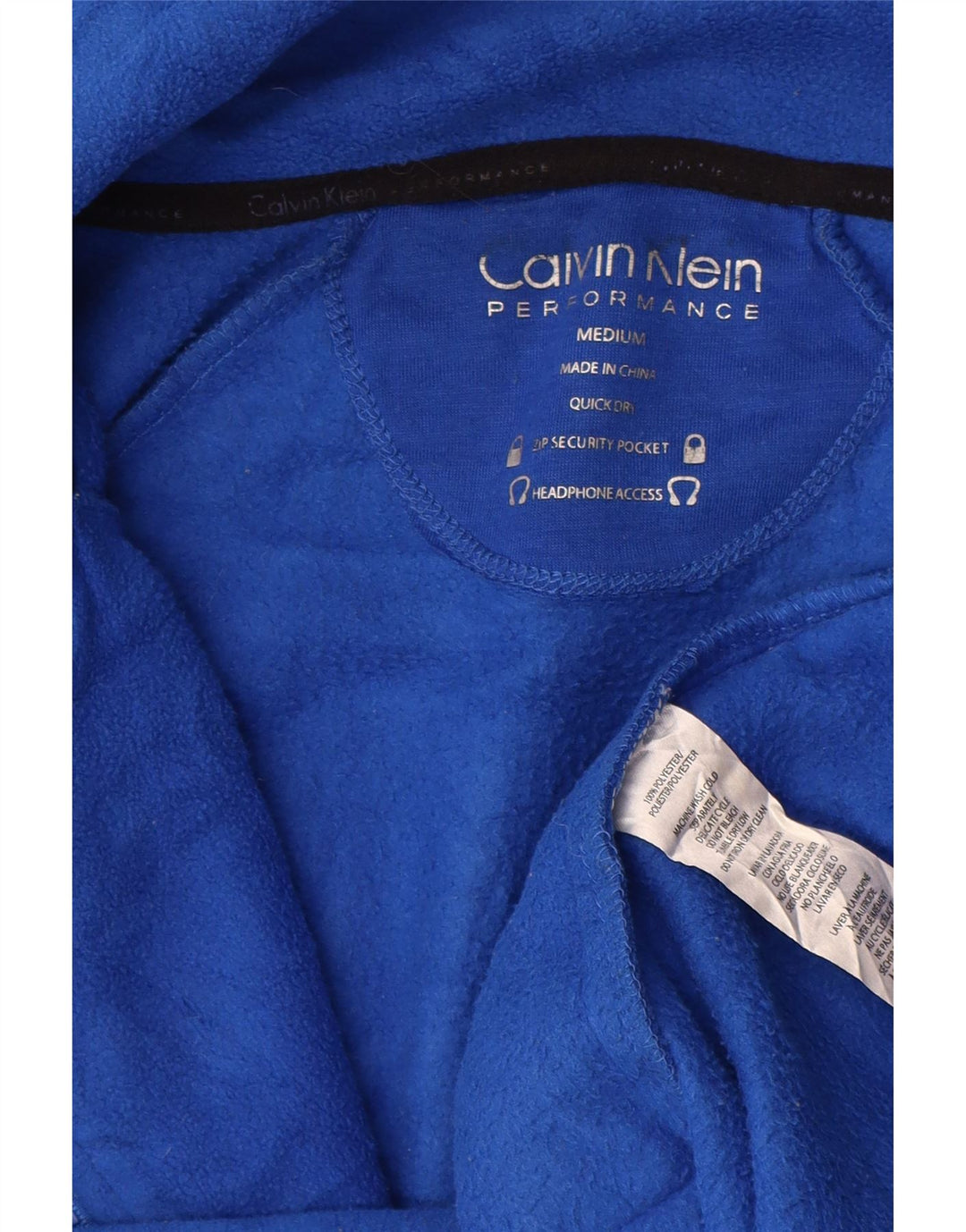 CALVIN KLEIN Veste polaire graphique pour femme UK 14 Bleu moyen Polyester