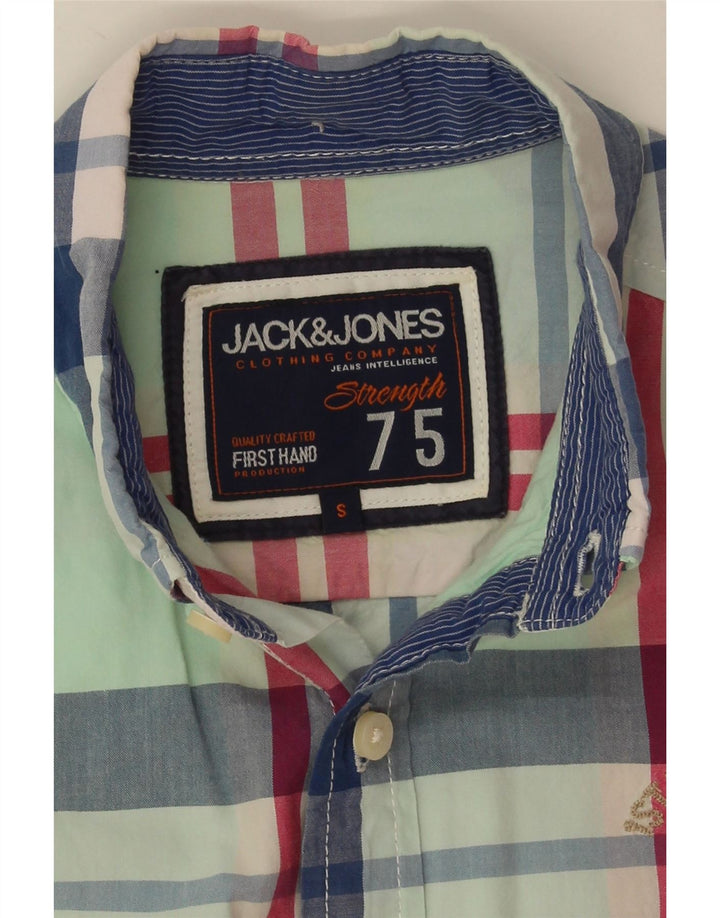Jack & Jones Chemise à Manches Courtes Homme Petit Carreau Vert