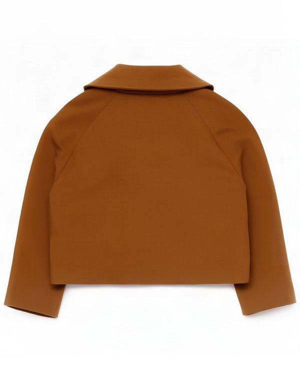 Veste blazer à 3 boutons et manches 3/4 Zara pour femme UK 16 Large Marron Polyester