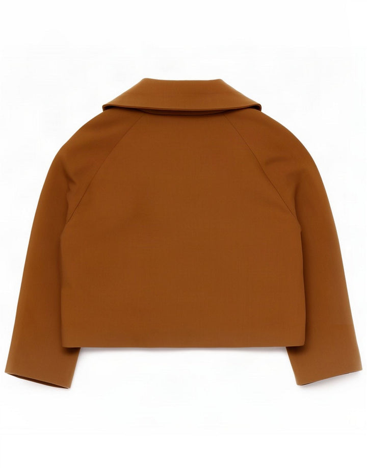Veste blazer à 3 boutons et manches 3/4 Zara pour femme UK 16 Large Marron Polyester