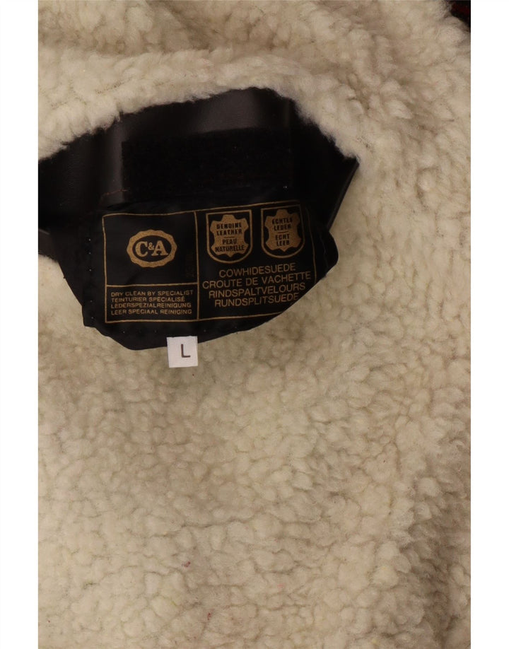 C&A Veste en daim Sherpa pour homme UK 40 Grand cuir Fair Isle rouge
