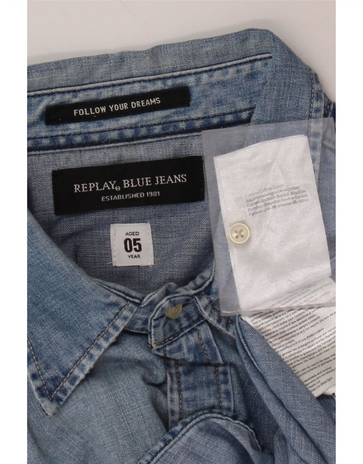 REPLAY Chemise en Jean Large Bleu Coton Homme