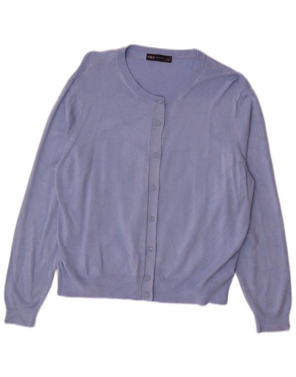 MARKS & SPENCER Pull Cardigan Femme UK 18 XL Bleu Viscose