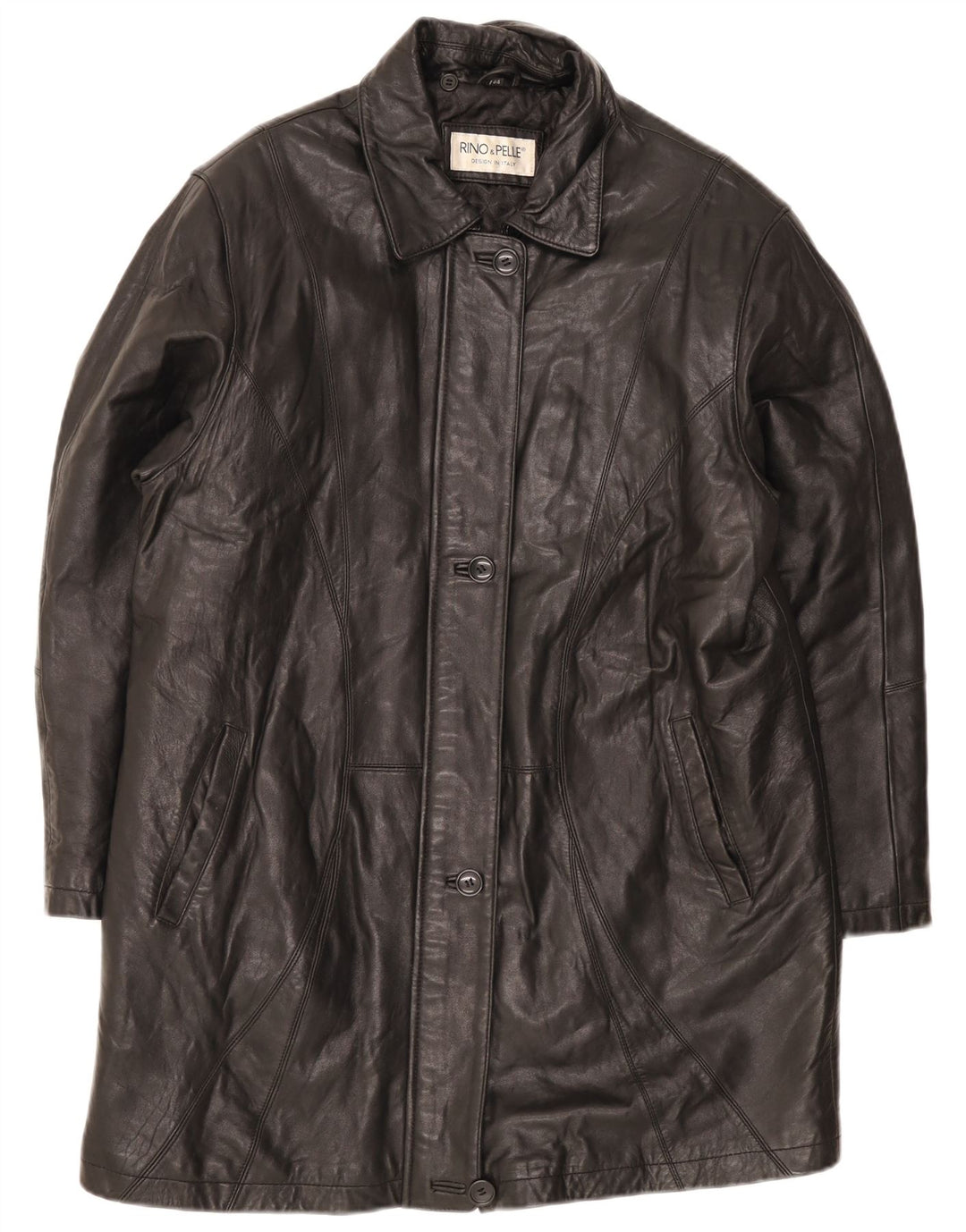 Rino & Pelle Manteau en cuir surdimensionné pour femme IT 44 Noir moyen