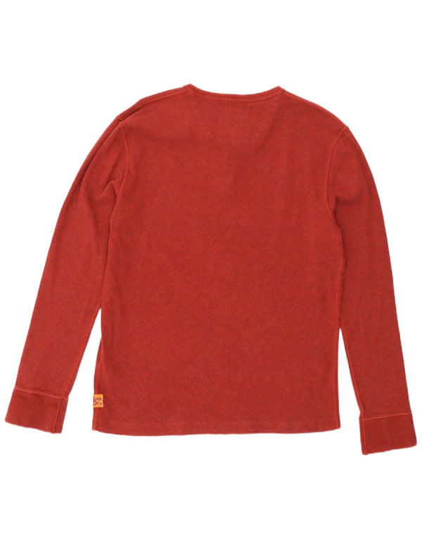 Superdry Homme Top Manches Longues 2XL Rouge Moucheté Coton