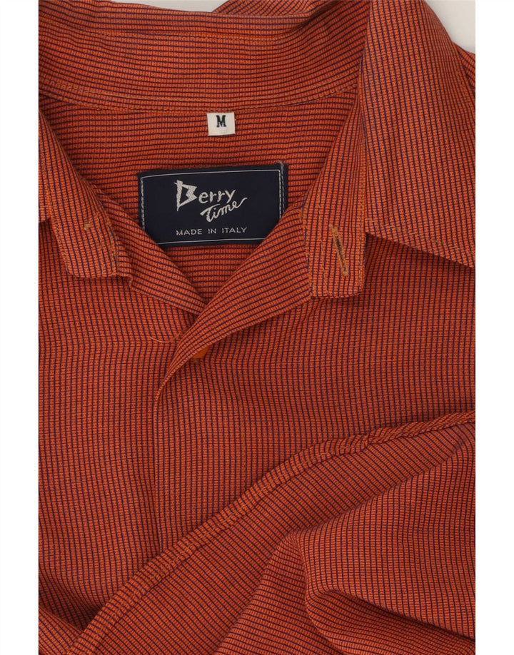Chemise à manches courtes vintage pour hommes Vichy orange moyen