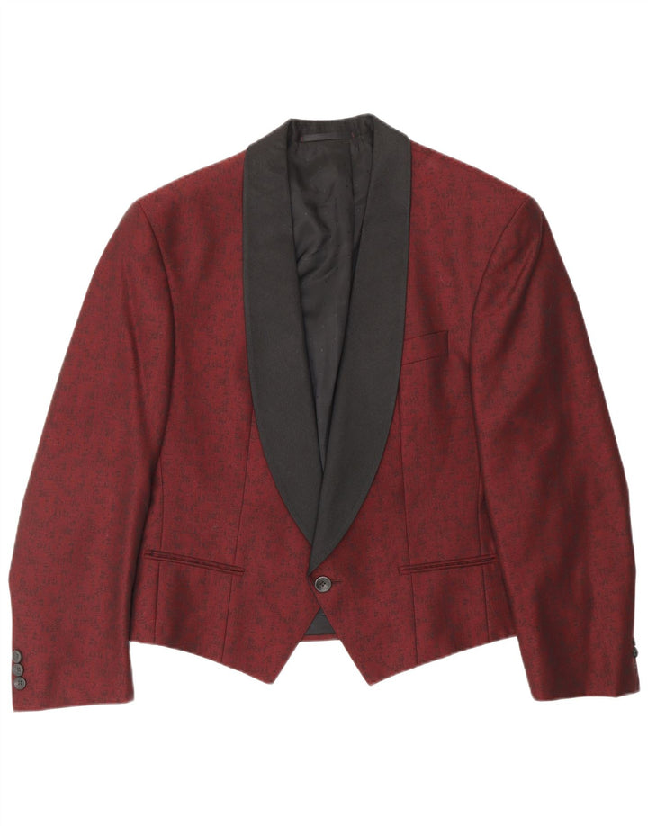 TREVIRA Veste Blazer 1 Bouton pour Homme UK 38 Rouge Moyen Floral Classique